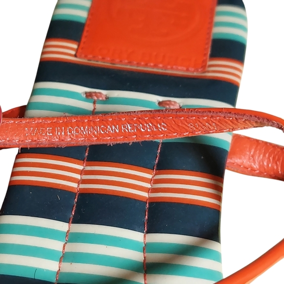 Tory Burch Emmy Habanero Pepper Stripe Cushioned Footbed Sandals - Picture 2 of 16